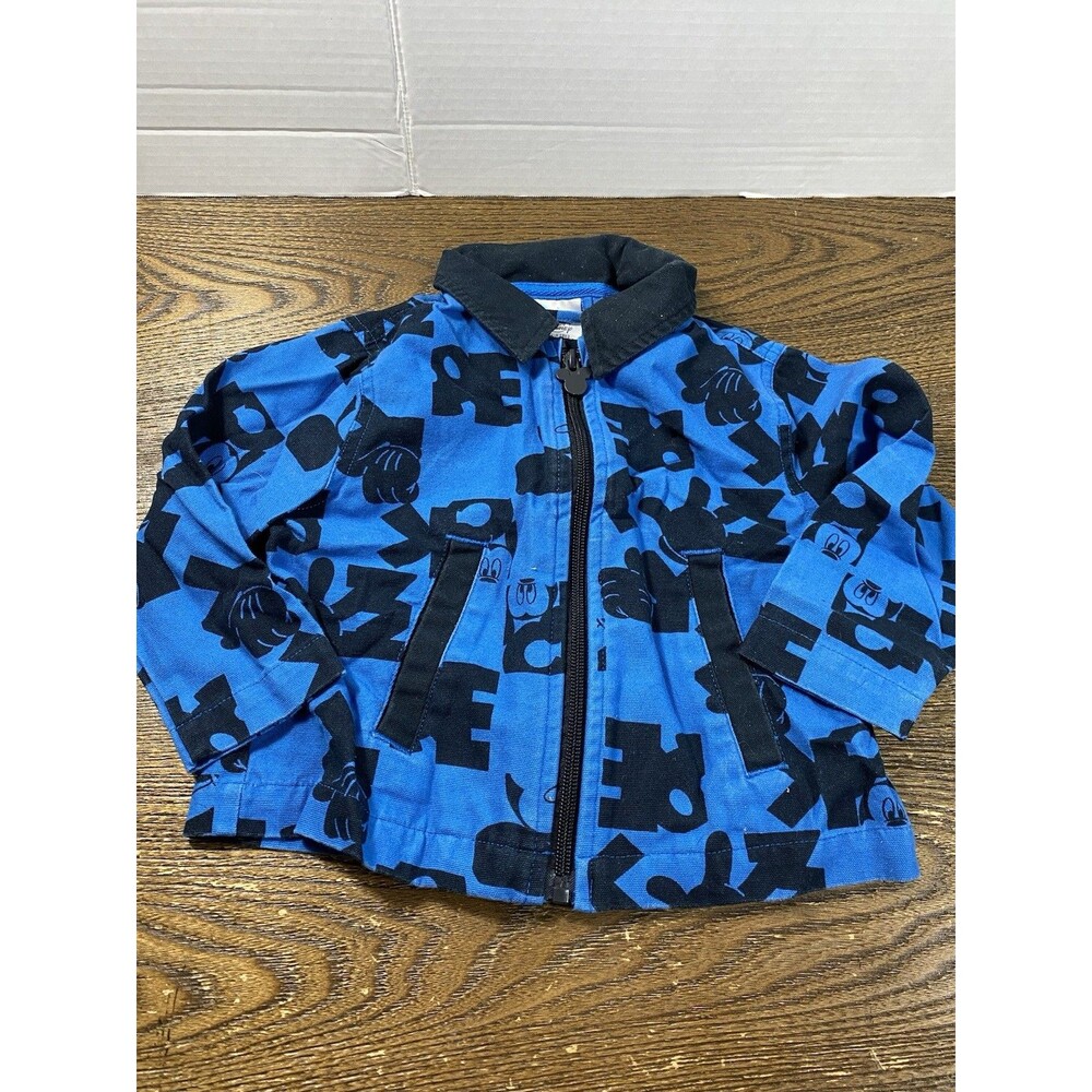 Disney Jacket Unisex Kids Blue Full Zip Mickey Mouse All Over Print Size 2